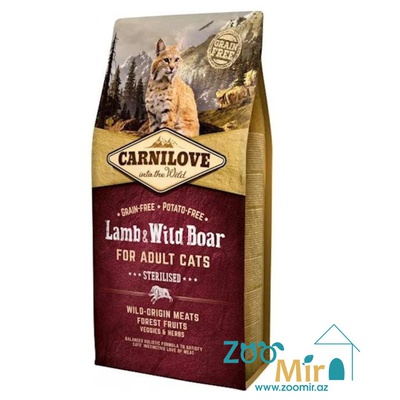 Carnilove, сухой корм для стерилизованных кошек и кастрированных котов со вкусом ягненка и дикого кабана, на развес (цена за 1 кг)