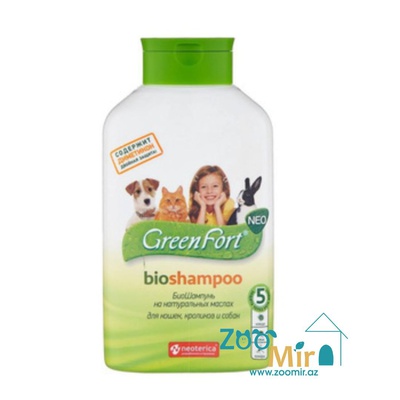 GREEN FORT NEO, Био-шампунь на натуральных маслах для кошек, кроликов и собак, 380 мл