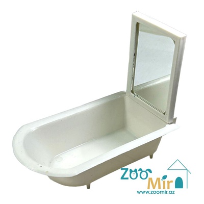 Купалка для птиц в форме ванны с зеркалом, 15 х 7.5 х11.5 см (цвет: белый)