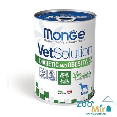 Monge VetSolution Diabetic and Obesity, влажный диетический корм для взрослых собак при сахарном диабете и лишнем весе, 400 гр