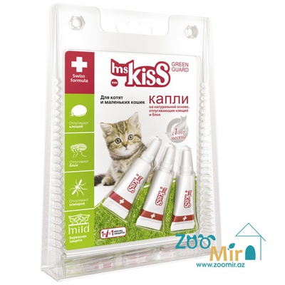 MsKiss, раствор для наружного применения (на холку) против клещей, блох, вшей и власоедов, для котят и кошек весом до 2 кг (цена за 1 пипетку)