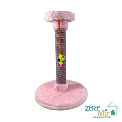 Zoomir "Pink World", когтеточка с круглым основанием и игрушкой, для котят и кошек, 44х30х30 см (размер S)(цвет: розовый)