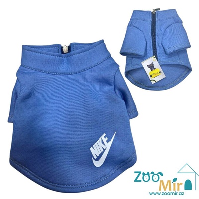 ZooMir, утепленный худи на замке из трикотажной ткани и флисовой изнанкой, для собак мини пород и кошек, 2 - 4 кг (размер S) (цвет: голубой)