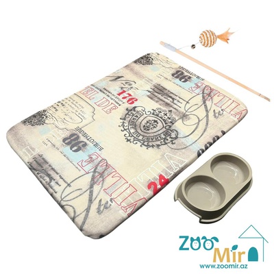 ZooMir SET №1, для котят и кошек (двойная миска, лежак, дразнилка)