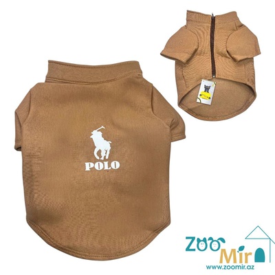 ZooMir, утепленный худи из трикотажной ткани и флисовой изнанкой, для собак мини пород и кошек, 2 - 4 кг (размер S) (цвет: кофейный)