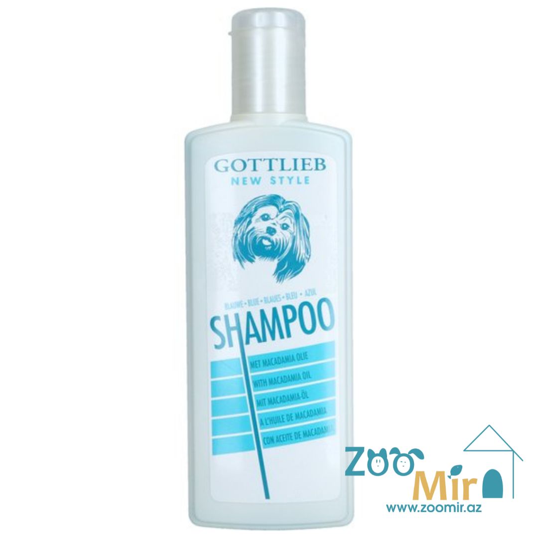 Gottlieb New Style, специализированный шампунь из натурального масла макадаме, способствует сохранить белизну и удаляет желтые пятна, для собак с белым окраса, 300 мл