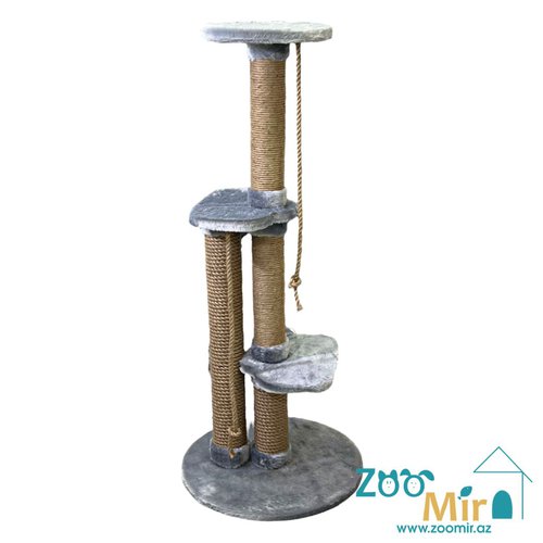 Zoomir "Sweet Home 4", bala və yetkin pişiklər üçün künc evcik - dırnaq itiliyəcisi,  120х50х50 sm (rəng: boz)