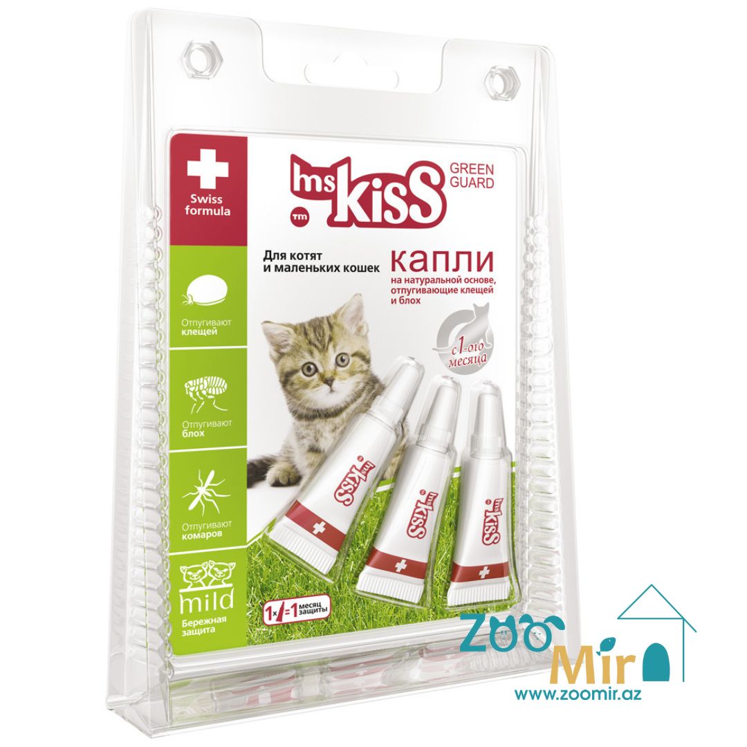 MsKiss, раствор для наружного применения (на холку) против клещей, блох, вшей и власоедов, для котят и кошек весом до 2 кг (цена за 1 пипетку)