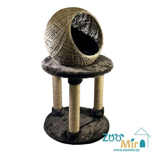 Zoomir "Sweet Home W1", bala və yetkin pişiklər üçün evcik - dırnaq itiliyəcisi, 75x40x40 sm (rəng: qəhvəyi)