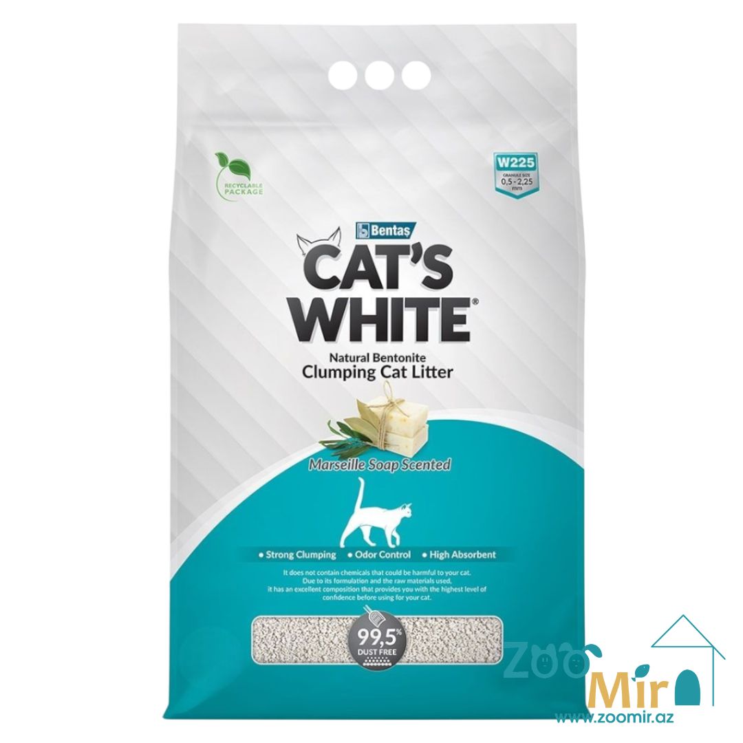 Cat's White Marseille Soap, натуральный комкующийся наполнитель с ароматом мыла, для кошек, 5 л