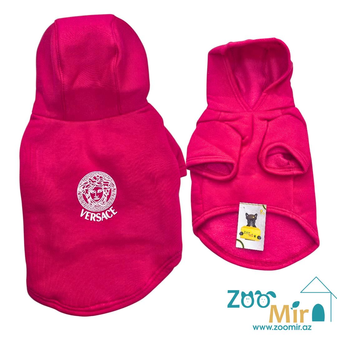 ZooMir, утепленный худи из трикотажной ткани и флисовой изнанкой, для собак мини пород и кошек, 4 - 7 кг (размер М)(цвет: розовый)