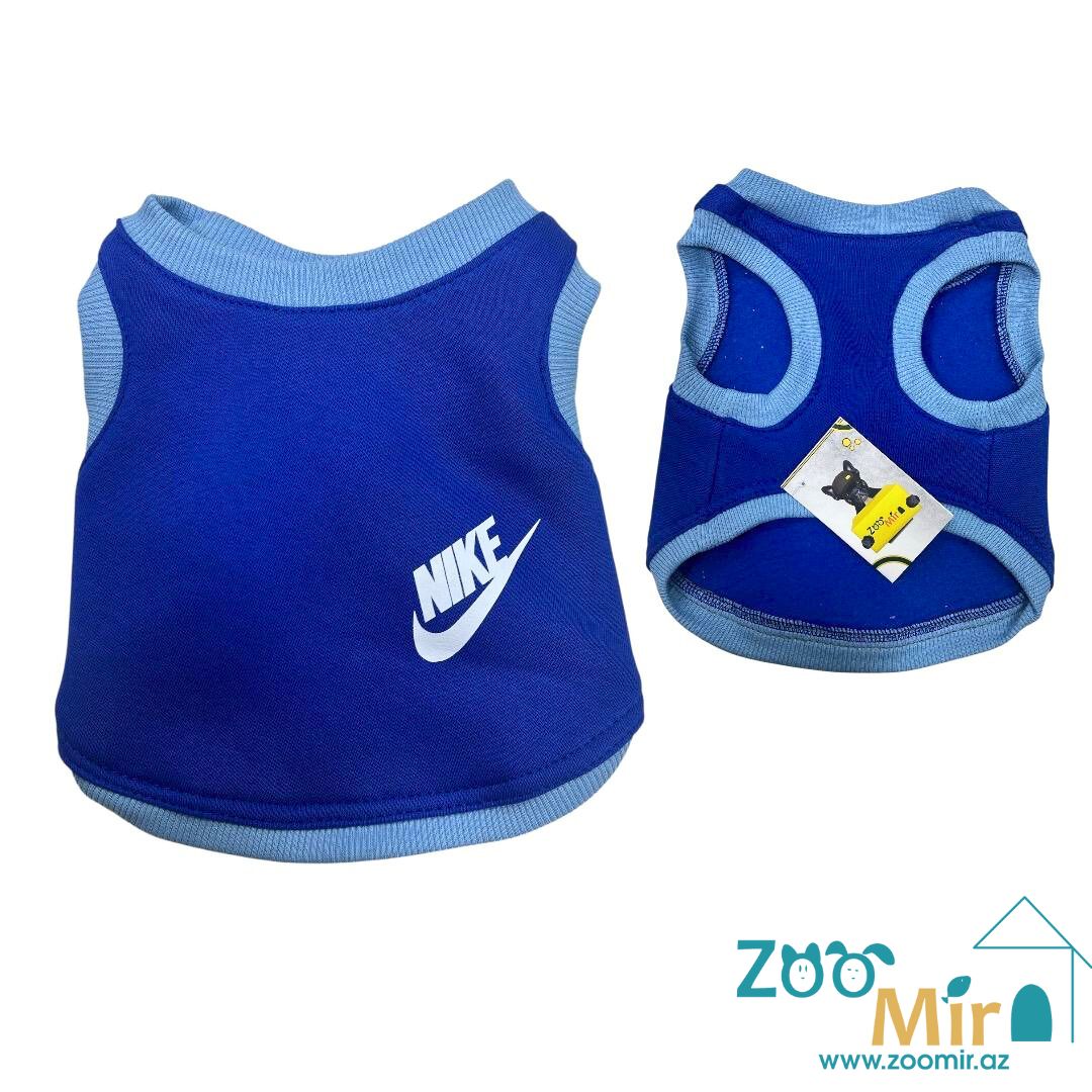 ZooMir, утепленная майка из трикотажной ткани и флисовой изнанкой, для собак мини пород и кошек, 2 - 4 кг (размер S) (цвет: синий)