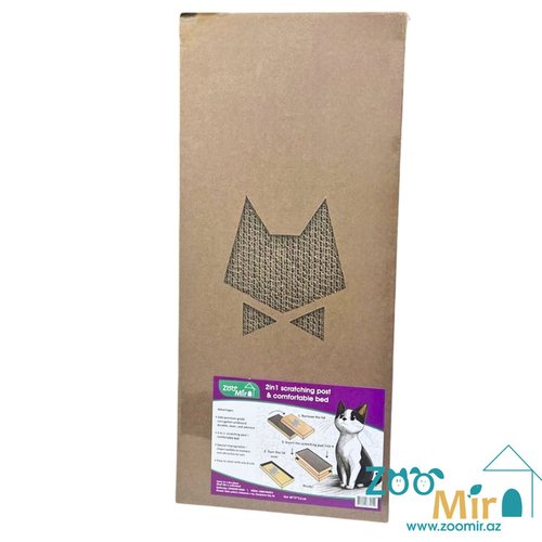 ZooMir, картонная когтеточка-лежанка "КЭТМЭН", для котят и кошек, 60х27х2.5 см