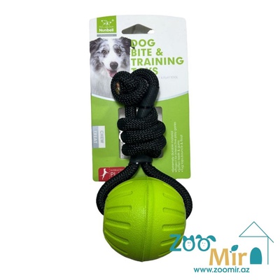 Nunbell, игрушка мяч на веревке с ручкой для собак, 6.5 см (цвет: зеленый) (цена за 1 игрушку)