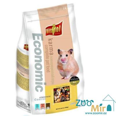 Vitapol  Economic, полноценный корм с добавлением витаминов и минеральных веществ, корм для хомяков, 1.2 кг (цена за 1 пакет)