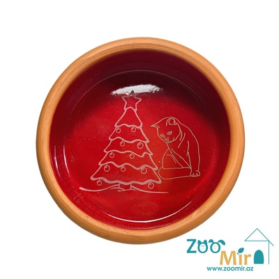 ZooMir NY, глиняная миска для кошек, 0.45 л (цвет: внутри красная)