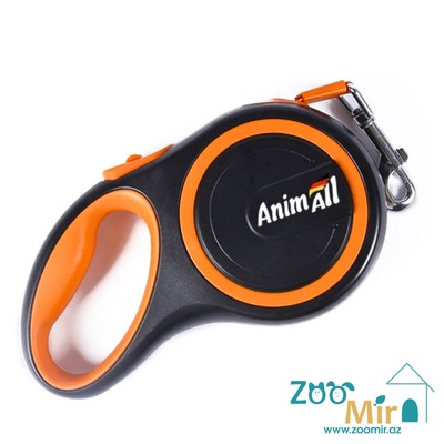 AnimAll, ременный поводок-рулетка 3 метров, весом до 15 кг, размер S, для собак малых пород  (цвет: оранжевый)