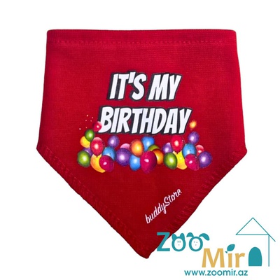 Buddy Store, модель "ITS MY BIRTHDAY" , бандана платок на шею, для собак мини пород и кошек, 13х15 см (цвет: красный)