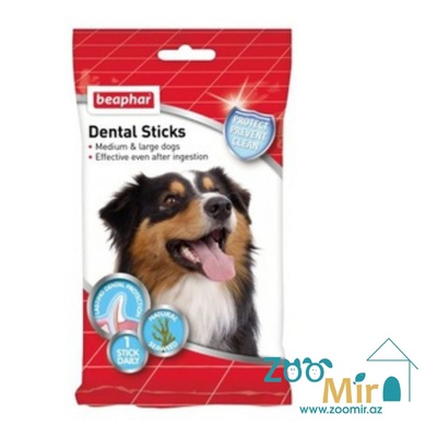 Beaphar Dental Sticks, лакомство для собак средних и крупных пород для чистки зубов, 182 гр