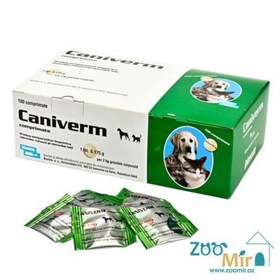 Caniverm, антигельминтное средство широкого спектра действия для профилактики и лечения гельминтозов у собак и кошек (цена за 1 таблетку) (1 таб - на 10 кг массы животного)