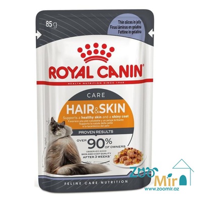 Royal Canin Hair and Skin, влажный корм для взрослых кошек для красоты и здоровья кожи и шерсти (желе), 85 гр.