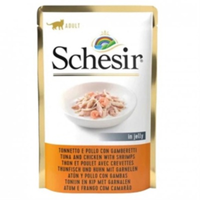 Schezir, влажный корм для кошек c тунцом, курицей и креветками, 85 гр
