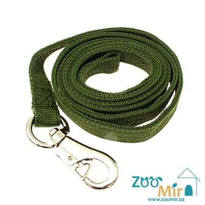 ZooMir, брезентовый поводок с бычьим карабином для собак средних и крупных пород, 3 м х 30 мм (цвет: хаки)