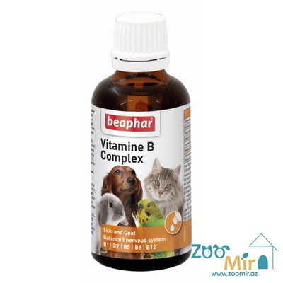 Beaphar Vitamine B Complex, витаминный комплекс группы В, для собак, кошек, грызунов и птиц, 50 мл