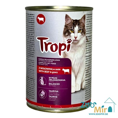 Tropi, консервы для кошек с говядиной в соусе, 415 гр