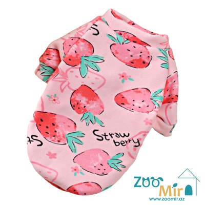 Tu, модель "Strawberry", утепленная кофта из трикотажной ткани и флисовой изнанкой, для собак мини пород,  до 4,5 кг (размер XL) (цвет: розовый)