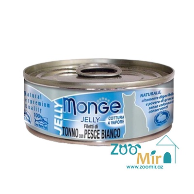 Monge Jelly Tonno con Pesce Bianco, консервы для взрослых кошек с тунцом и белой рыбой, 80 гр