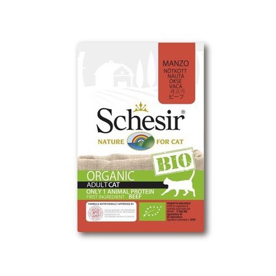 Schesir bio, влажный корм для взрослых кошек с говядиной, 85 гр