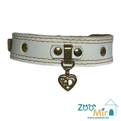 Zoomir, кожаный ошейник для малых пород собак, 29 - 37 см х 23 мм (цвет: белый)