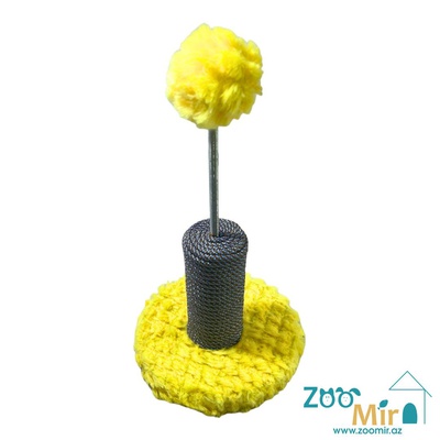 Zoomir, интерактивная игрушка когтеточка с круглым основанием, для котят и кошек, 17х17х30 см (цвет: желтый)