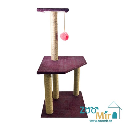 ZooMir, многоуровневая когтеточка для котят и кошек, 40х40х85 см (цвет: бордовый)