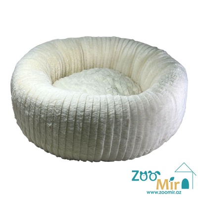 ZooMir, модель лежак "Меховая плюшка" для мелких пород собак и кошек, 55х55х17 см (цвет: белый)