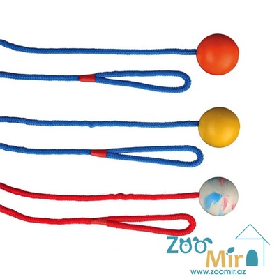 Trixie, игрушка мяч на веревке с ручкой для собак, 5см (выпускается в разных цветах) (цена за 1 игрушку)