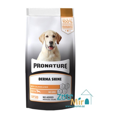 Pronature Derma Shine, сухой корм для собак для здоровья кожи и блеска шерсти, с лососем и рисом, 12 кг (цена за 1 мешок)