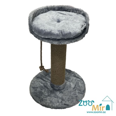 Zoomir "Gray 1" , когтеточка с круглым основанием и лежаком-полкой на верху, для кошек и котят, 72х52х52 см