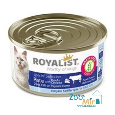 Royalist, консервы для взрослых кошек с говядиной и сыром, 80 гр
