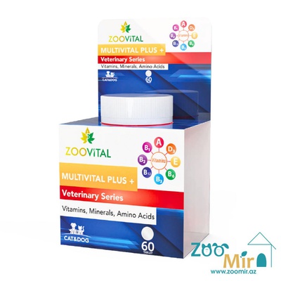 ZOOVITAL Multivital Plus, кормовая мультивитаминная добавка для собак и кошек, 60 таб