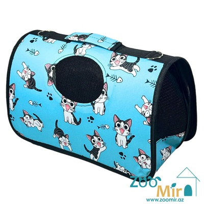 Tu, сумка-переноска для мелких пород собак и кошек, 44х26х19 см (Размер М цвет: голубой)