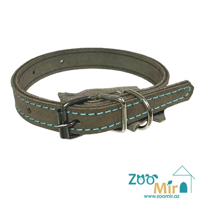 ZooMir, ошейник из нубука, для собак малых пород, 19 - 30 см х 18 мм (цвет: серый)
