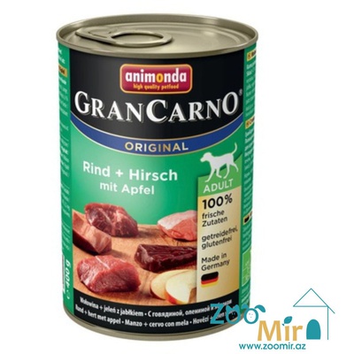 Gran Carno Adult, влажный корм для собак с говядиной, олениной и яблоком, 400 гр