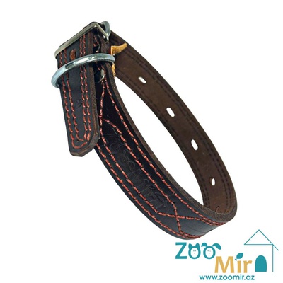 Zoomir, ошейник для средних пород собак, 58 см. (цвет: темно коричневый с коричневой строчкой)