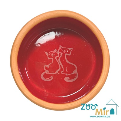 ZooMir, глиняная миска для кошек, 0.45 л (цвет: внутри красный)