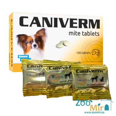 Caniverm, антигельминтное средство широкого спектра действия для профилактики и лечения гельминтозов у собак и кошек (цена за 1 таблетку) (1 таб - на 2 кг массы животного)