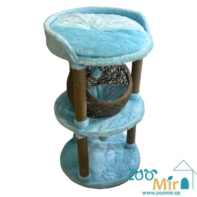 ZooMir, многоуровневая когтеточка для котят и кошек, 55х55х90 см (цвет: голубой)