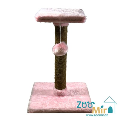 Zoomir, когтеточка с квадратным основанием и полкой на верху для кошек и котят, 45х30х30 см (размер S) (цвет: розовый)