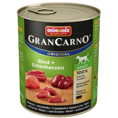 Gran Carno Adult, влажный корм для собак с говядиной и сердцем утки, 400 гр
